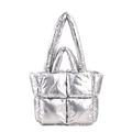 Borsa tote trapuntata argento metallizzato con imbottitura e doppi manici donna - Argento