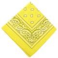 Dettaglio della bandana quadrata gialla con un classico motivo floreale paisley bianco - 54x54cm / Giallo Chiaro (658713)