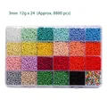 Detailed top view of 24-grid box with 3mm macaron seed beads for DIY jewelry making - Approx. 12g Per Grid / 24 Grids 3mm Solid Color Series / Macaron Solid Color