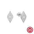 Minimalist S925 sterling silver geometric rhombic stud earrings with white zircon inlays - Rhombus / Platinum