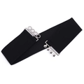 Cintura elastica nera da donna caratterizzata da una fibbia metallica decorativa argento - 75cm / Nero