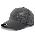 Berretto da baseball in mesh grigio scuro ad asciugatura rapida con stampa drago argento - Regolabile / grigio scuro