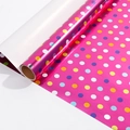 Vibrant rose red gift wrapping paper roll with colorful polka dots and glossy finish - Colored Polka Dots / 43cmx3m