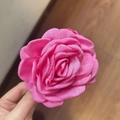 Handmade pink fabric rose hair claw clip featuring textured petals and a vintage aesthetic - 9.5CM / Rose Red