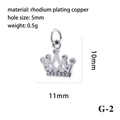 Silver crown pendant in rhodium-plated copper with 11mm width and 10mm height size - Silver Inlaid Crown G-2