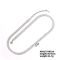 Detail showing a silver tennis chain necklace with square cubic zirconia and 40+5cm length - Square Tennis Necklace-40+5cm (N00275YBZ16)