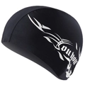 Elastic black swim cap with stylish white tribal pattern for comfortable adults swimming - Black With White Flame