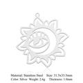 Detail view of silver stainless steel sun and eye pendant with 31.5x33.5mm dimensions - Silver Sun Eye (5 Pack)