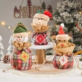 Three-piece Christmas drawstring gift bags with Santa, Snowman, and Reindeer plaid designs - Set of 3 J12 J13 J14 Plaid Bag