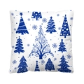 Christmas pillowcase with blue tree and snowflake patterns on white fabric - Style 22-White Blue Christmas Tree Snowflake