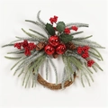 Christmas wreath with red berries, pine cones and bells on white background - 40cm Red Bell Christmas Wreath