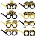 Set of 8 black and gold 70th birthday paper party glasses with glitter finishes - 70th Birthday (Y-00258-7) / 8 Pieces/Pack
