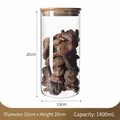 1400ml glass food storage jar with bamboo lid, 20cm height, filled with dried mushrooms - 1400ml / Replacement Bamboo Lid / 10cm*20cm