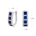 Detailed size chart of S925 sterling silver hoop earrings with blue zircon stones - 925 Silver / 925 Silver White Gold Plated - Blue