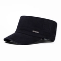Berretto militare a testa piatta blu scuro con logo SPORT in metallo e twill di cotone - Regolabile / Blu navy