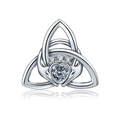S925 sterling silver Celtic trinity knot necklace with a heart-shaped zircon pendant - 925 Silver / Single Pendant (No Chain)