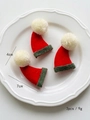Set of 3 mini red handmade Christmas hats DIY accessories for wreaths and trees 7cm - Christmas Hat / Set of 3 / Red