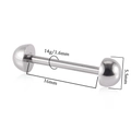 14g 1.6mm stainless steel tongue ring barbell piercing with 16mm length and 5.5mm balls - 1.6mm / Half Round-Steel