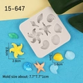 Stampo in silicone bianco con stella marina e conchiglia per resina e decoro torte - Grigio