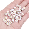 DIY acrylic alphabet bead with golden letter R on white background, 4x7mm size - Letter R