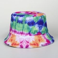 Colorful tie-dye bucket hat for women with vibrant graffiti print and sun protection - M (56-58cm) / Green and Pink Series