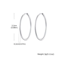 Minimalist silver stainless steel hoop earrings 2.2cm diameter and 2mm thickness - 2*22mm / Silver