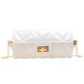 Mini borsa a cilindro trapuntata bianca con tracolla a catena dorata e chiusura in metallo - Bianco