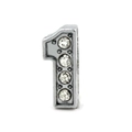 8mm silver chrome number 1 DIY charm bead with sparkling rhinestones for jewelry making - Number 1 / Chrome