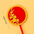 Chinese style 7.5cm red and gold round cake topper with traditional floral patterns - Acrylic Red Golden Tree