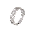 Adjustable silver hollow ring featuring four heart-shaped clover pattern for women and men - Four-Leaf Clover-Silver