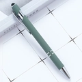 Matte dark green stylus ballpoint pen with silver metal accents and rubber touch tip - Dark Green