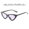 Retro triangle cat-eye sunglasses with black frame and purple lenses for fashion - Black Frame Purple Lens