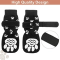 Waterproof non-slip black dog socks with white heart prints and adjustable Velcro straps - Black - Double-sided Adhesive [opp Bag] / S