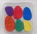 Set of 6 colorful silicone sensory fidget stones with textures in a clear storage box - Storage Box