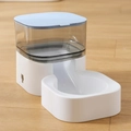 Distributore automatico di cibo per animali azzurro e bianco con contenitore grigio - Distributore di cibo per animali / Blu
