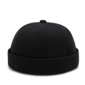 Classic black cotton canvas docker hat with minimalist brimless design for men and women - One Size / Black