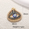 Detailed view of 18K gold plated evil eye pendant with 35mm height and 28mm width dimensions - Evil Eye Large Size