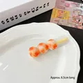 Realistic Japanese Dango hair clip made of resin beads on a ceramic plate, 6.5cm long - Charcoal Grilled Meatballs