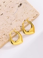Detail view of 18K gold plated oval hoop earrings resting on a natural stone block - 4-Irregular U-Shaped Style