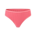 Rosa gerippter Baumwoll-String-Tanga für Damen mit bequemer mittelhoher Passform - Rosa Rot