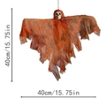 Decorazione fantasma di Halloween appesa con tessuto arancione e teschio, misura 40cm - Piccolo Fantasma Arancione