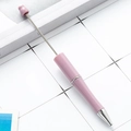 Morandi purple creative DIY plastic beaded ballpoint pen with sleek metallic rod - Macaron Grey Purple