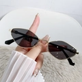 Vintage geometric sunglasses with gold metal frame and dark grey lenses for women - Gold Frame Grey Lens