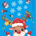 Christmas window sticker featuring cartoon reindeer with festive lights on blue background - Y-02 (Approx 30*20cm)
