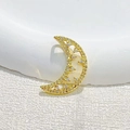 Elegant 18k gold plated crescent moon pendant with micro-paved sparkling zircon stones - Crescent Moon - Clear Zirconia
