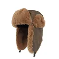 Brown vintage tie-dye trapper hat with thick faux fur lining and windproof buckle - One Size / Coffee