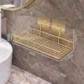Goldenes wandmontiertes Metall-Badregal mit Klebehaken, 25 cm lange Aufbewahrungsablage - Klein (25cm)