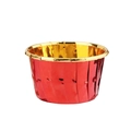 Bright red and gold foil muffin liners with rolled edges for professional baking - Wine Red & Gold