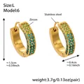 Orecchini a cerchio in acciaio inossidabile dorato con zirconi verdi e blu sfumati - Zirconia Verde (Grande)