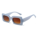 Retro rectangle jelly blue sunglasses with thick frames and brown gradient lenses - Jelly Blue Frame Gradient Tea Lens